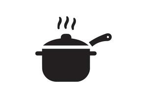 A black and white illustration of a pot with a lid vector
