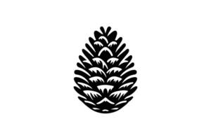 A black and white pine cone icon vector