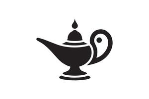 A black and white illustration of a magic lamp vector