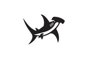 A shark is shown in a black and white logo vector