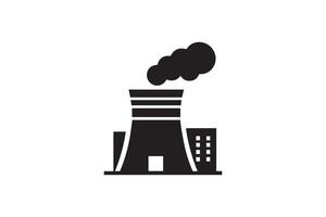 A black and white image of a factory with smoke coming out of it vector