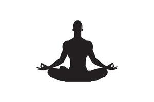 Silhouette of a man in lotus position on a white background vector