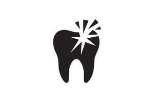 Tooth icon with broken tooth on white background vector