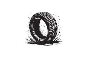 A tire is shown in black and white on a white background vector