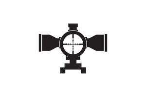 A black and white image of a cross - sight vector