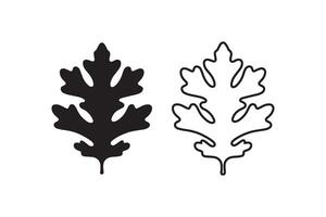 Two oak leaves are shown in black and white vector