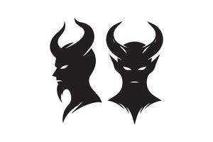 Two demon heads with horns on a white background vector
