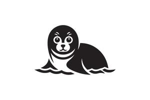 A seal is sitting in the water with a big head vector