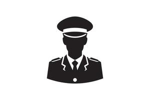 A black and white silhouette of a man in a uniform vector