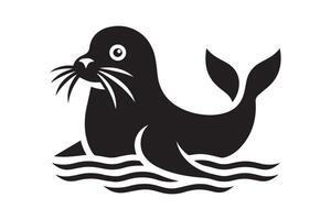 A seal in the water with a black and white design vector