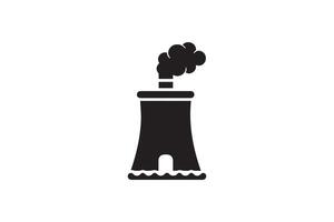 A black and white image of a tower with smoke coming out vector