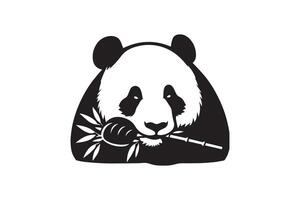A panda bear is holding a bamboo stick in its mouth vector