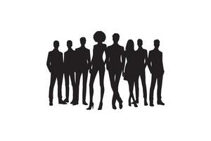 Silhouette of a group of people standing in front of a white background vector