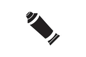 A black and white icon of a tube of paint vector