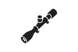 A black and white illustration of a rifle scope vector