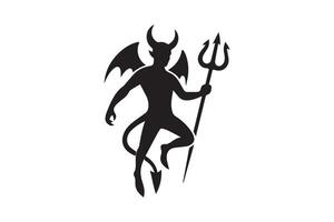 Devil with pitchfork and trident on white background vector