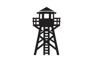 A black and white silhouette of a tower with a ladder vector