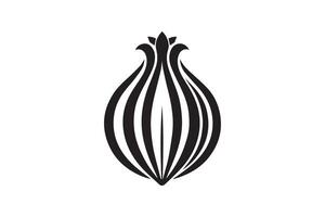 An onion is shown in a black and white design vector
