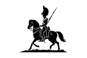A silhouette of a man on horseback with a sword vector