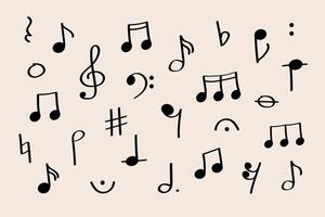 Isolated music notes and clefs set for International Jazz Day and Music Events. Large individual music symbols scattered on pastel background. Great for print, design, and events. vector