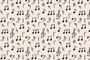 Dense pattern with music notes, rests, and sharp symbols vector