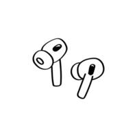 Wireless earbuds with pattern for modern audio and streaming design. Simple hand drawn illustration of wireless earbuds in doodle style. Perfect for music streaming or tech themed visuals. vector
