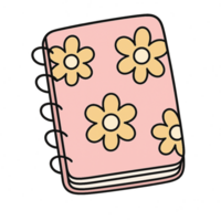 A pink notebook with flowers on it png