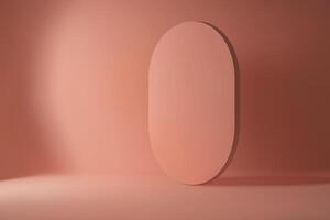 Minimal coral backdrop with vertical rounded stage element vector