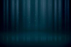 Dark blue spotlight background with soft particles and glow effect vector