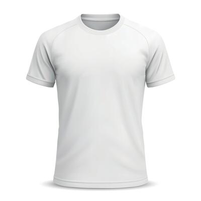 Plain white crew neck T-shirt with soft fabric folds.