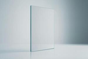 Minimal glass sheet standing on soft gradient background vector