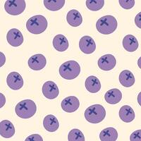 Summer fruits and berries pattern in cartoon flat style. Blueberries simple background for prints, textile, design for various products. Hand drawn illustration on white background vector