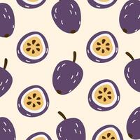 cute exotic pattern with juicy passion fruit, summer flat fruits, summer theme. Patterns for various products, prints. Fresh juicy summer print. Hand drawn retro illustration vector