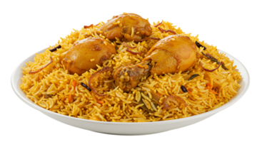 Full Chicken Biryani Serving on a Clear Background png