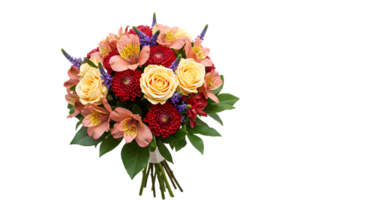Colorful blossoms in bouquet format with no background png