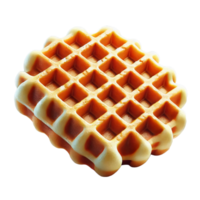 Crispy waffle slices with lattice pattern, top view, side view isolated png