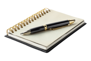 Isolated notepad and pen studio object png