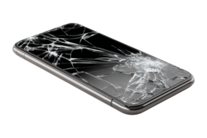 Isolated broken smartphone studio image png