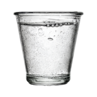 Bubbling drink in clear glass studio png