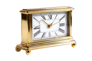 Elegant gold clock display home office still life png