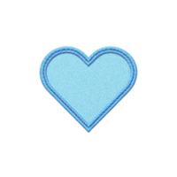 Blue heart shaped patch with textured fabric surface and embroidered border, isolated on transparency background. design is simple and elegant, suitable for various creative projects png