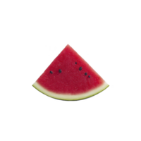 Juicy slice of watermelon with vibrant red flesh and black seeds is isolated on transparency background. fresh fruit is perfect for summer and adds refreshing touch to any meal png