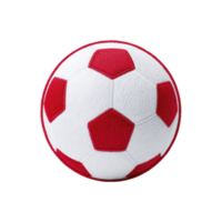Red and white soccer ball with classic hexagon and pentagon pattern, isolated on transparency background. ball is designed for sports and recreational activities png