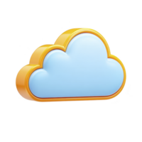 3D illustration of blue cloud with yellow outline, symbolizing cloud computing or storage. design is simple and modern, conveying sense of technology and innovation png