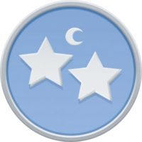 Blue circular icon features two white stars and crescent moon, symbolizing night or celestial themes. design is simple and clean, evoking sense of calm and tranquility png