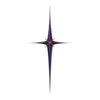 Radiant, multicolored star with elongated points shines against transparency background, creating celestial and mystical atmosphere. star vibrant hues of blue, purple, and gold evoke sense png