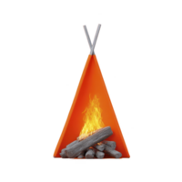 Triangular orange fire pit with modern design features vibrant flame and stacked logs, creating warm and inviting atmosphere png