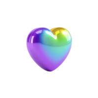 Vibrant, glossy heart with rainbow gradient symbolizes love and diversity. smooth, reflective surface adds modern touch, making it perfect for themes of inclusivity and pride png