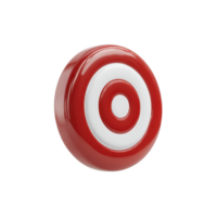 Red and white circular target with concentric rings, symbolizing precision and focus, isolated on transparency background. glossy finish adds modern touch png