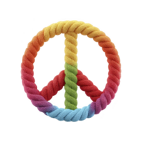 Colorful peace symbol made of twisted rope in rainbow colors, representing harmony and unity. vibrant design evokes sense of positivity and inclusivity png